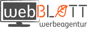 Das Logo der Werbeagentur webBLATT in grau und orange